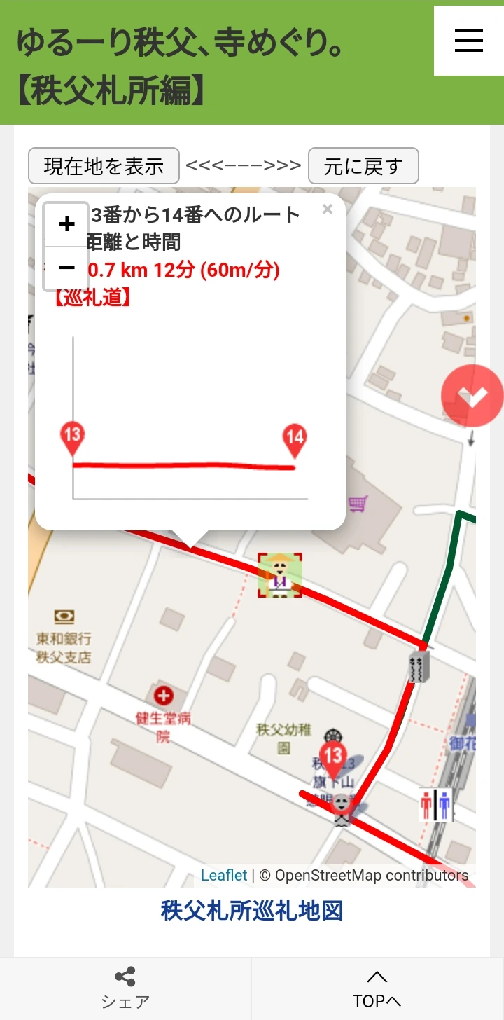 巡礼地図ルートウインドウの画像