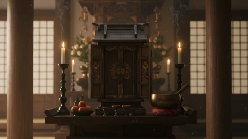 堂内の秘仏が入った厨子を説明するためのイラスト